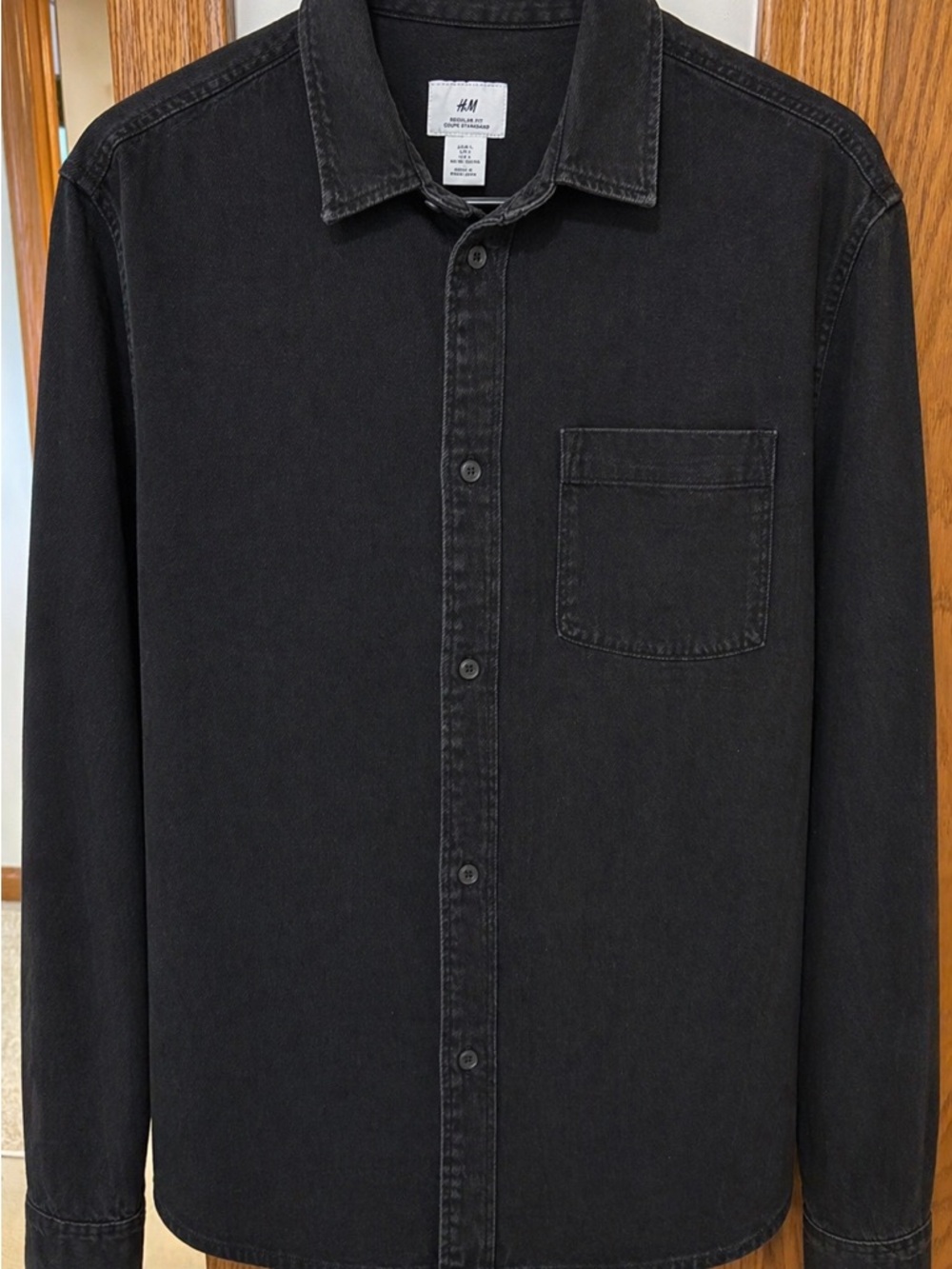 H&M Black Denim-Style Button Front Shirt